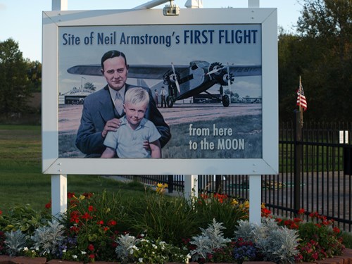 sign of Neil Armstrong's first flight